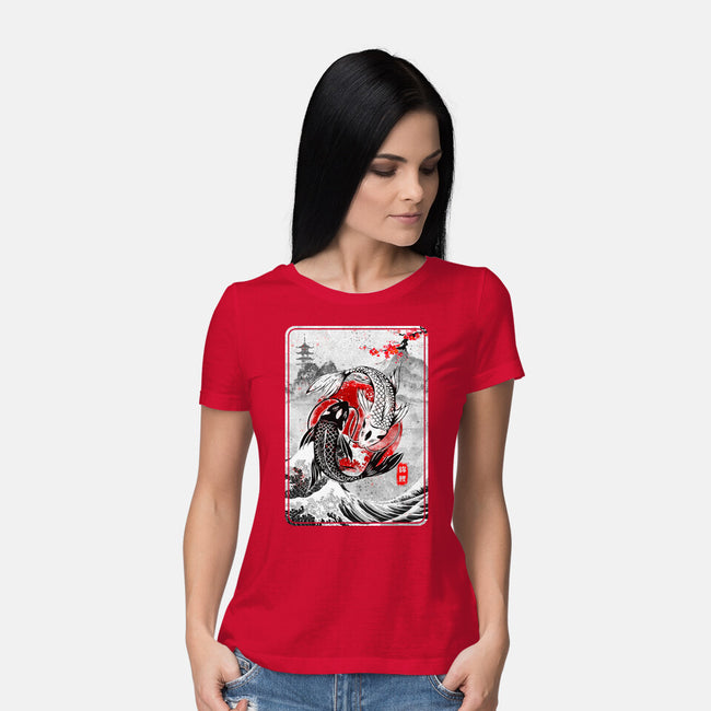 The Koi Fish Yin Yang-womens basic tee-RonStudio