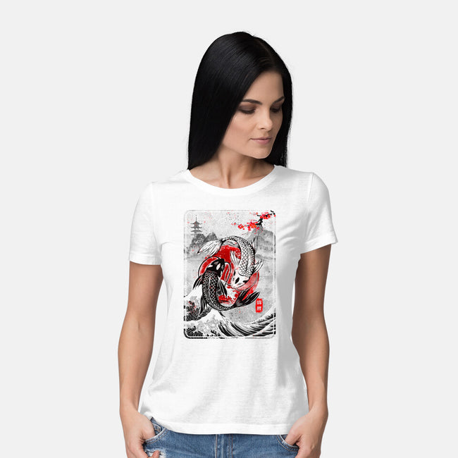 The Koi Fish Yin Yang-womens basic tee-RonStudio