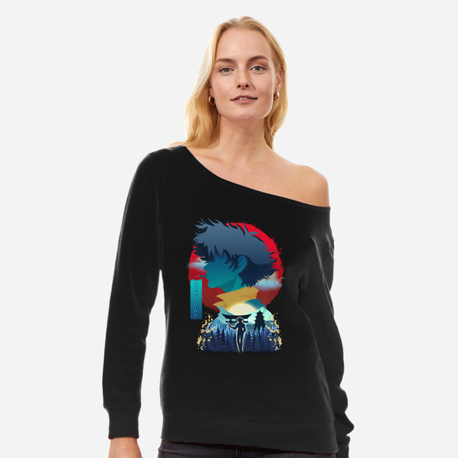 The Bounty Hunter-womens off shoulder sweatshirt-daudau