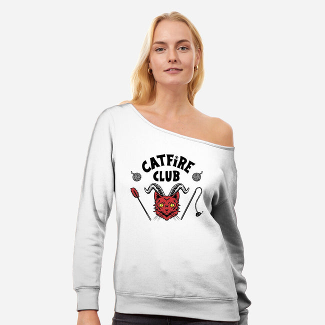 Catfire Club-womens off shoulder sweatshirt-yumie
