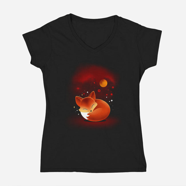 Space Fox-womens v-neck tee-erion_designs