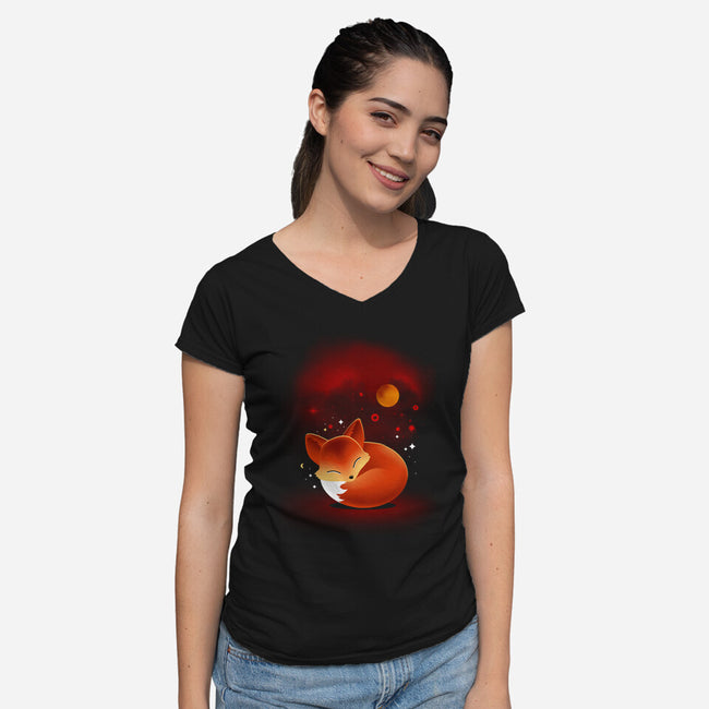 Space Fox-womens v-neck tee-erion_designs