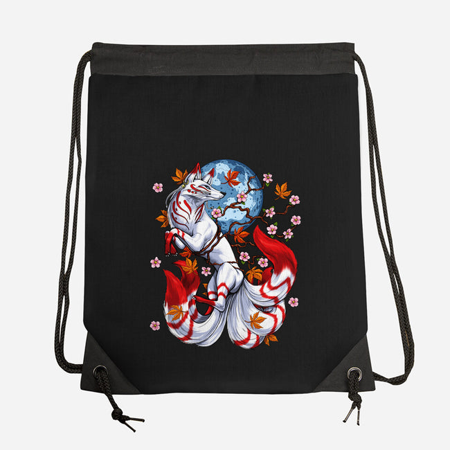 Kitsune Japanese Fox-none drawstring bag-Anes Josh