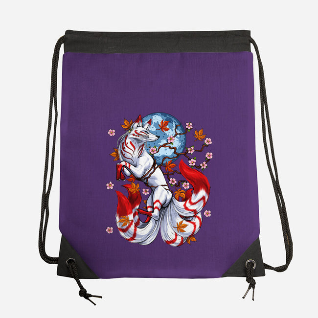 Kitsune Japanese Fox-none drawstring bag-Anes Josh