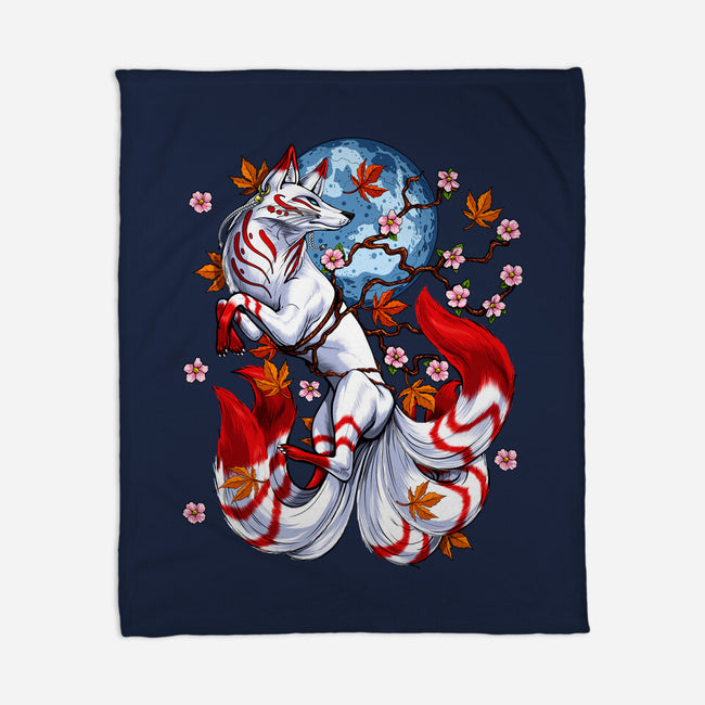 Kitsune Japanese Fox-none fleece blanket-Anes Josh