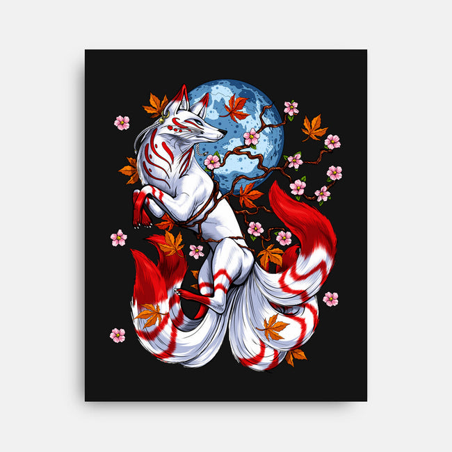Kitsune Japanese Fox-none stretched canvas-Anes Josh