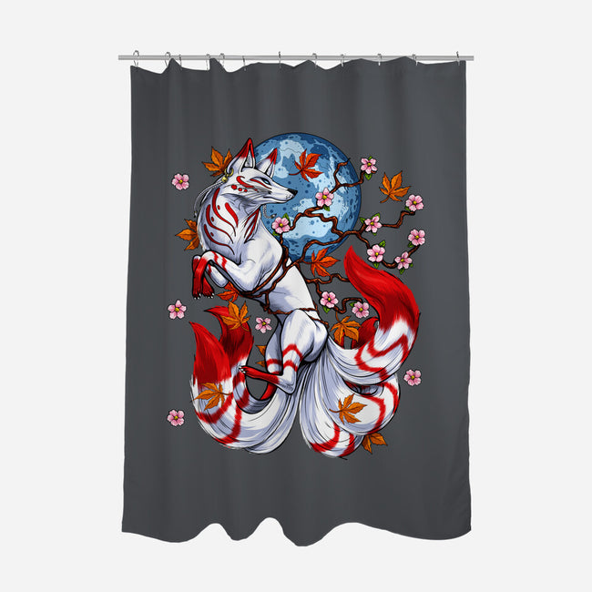 Kitsune Japanese Fox-none polyester shower curtain-Anes Josh