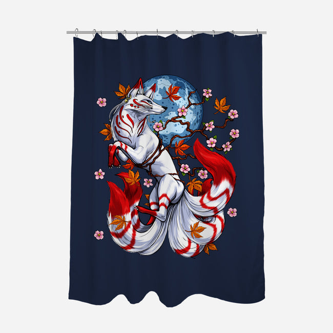 Kitsune Japanese Fox-none polyester shower curtain-Anes Josh