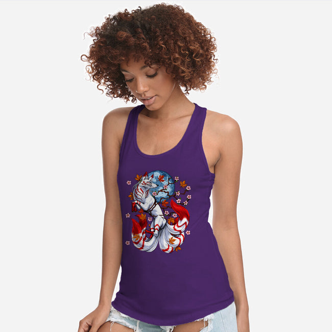 Kitsune Japanese Fox-womens racerback tank-Anes Josh