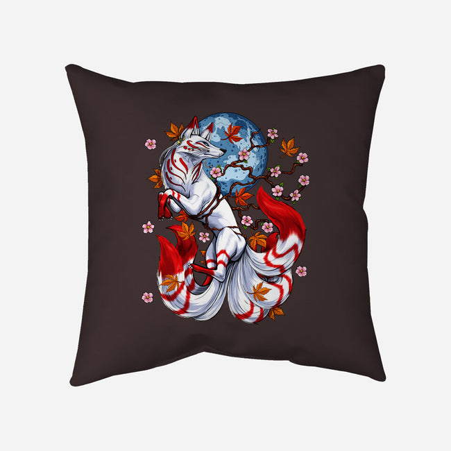 Kitsune Japanese Fox-none removable cover w insert throw pillow-Anes Josh