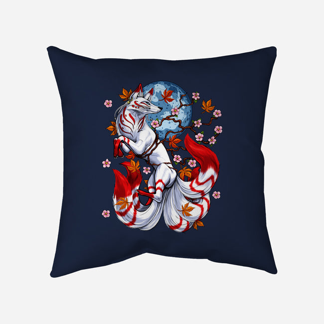 Kitsune Japanese Fox-none removable cover w insert throw pillow-Anes Josh