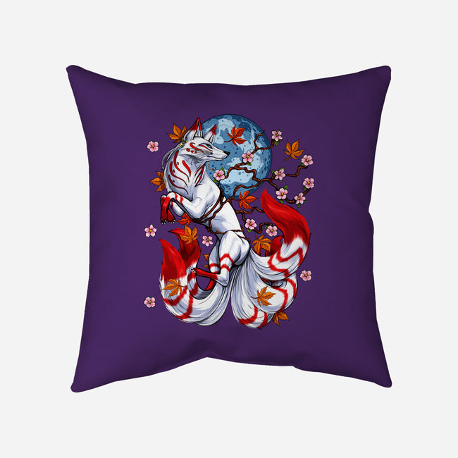 Kitsune Japanese Fox-none removable cover w insert throw pillow-Anes Josh