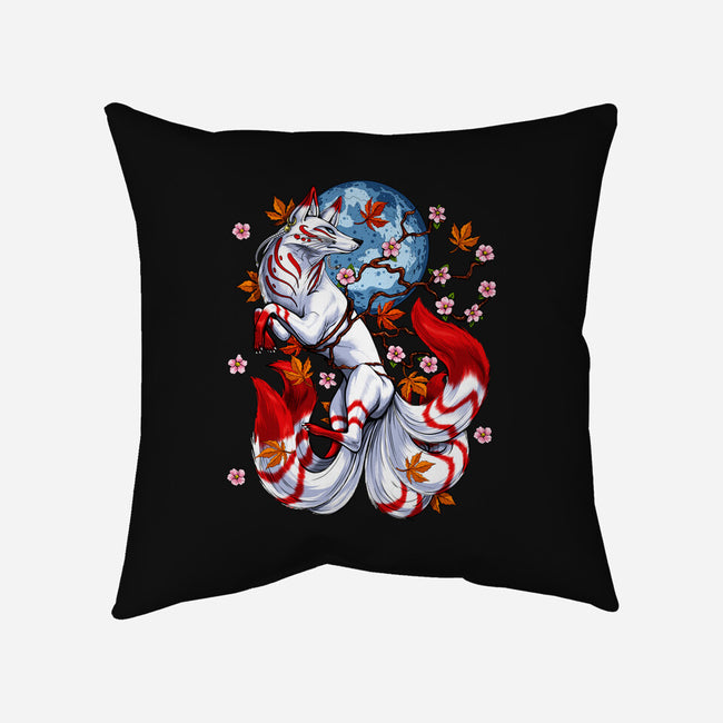 Kitsune Japanese Fox-none removable cover throw pillow-Anes Josh