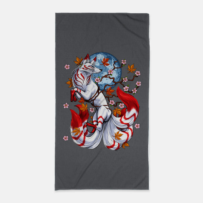 Kitsune Japanese Fox-none beach towel-Anes Josh