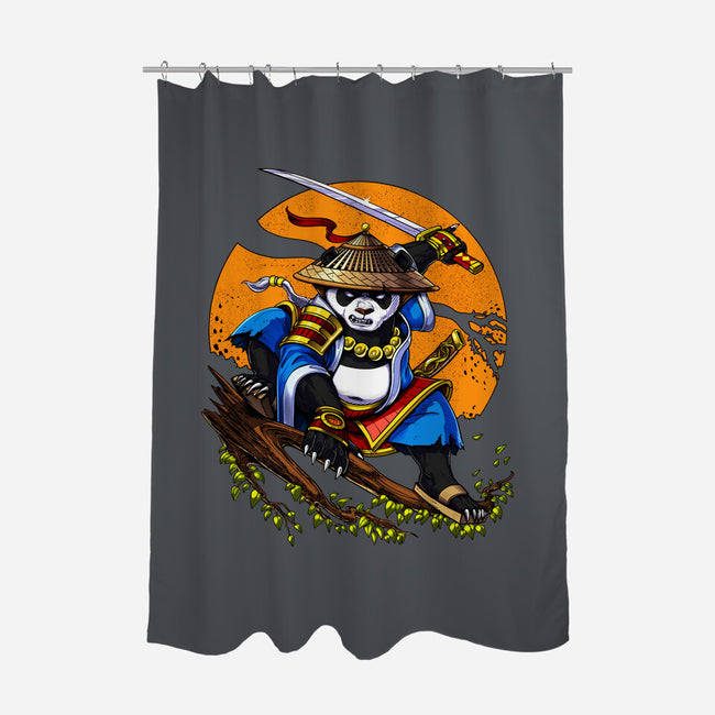 Panda Samurai Ninja-none polyester shower curtain-Anes Josh