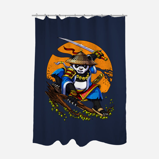 Panda Samurai Ninja-none polyester shower curtain-Anes Josh