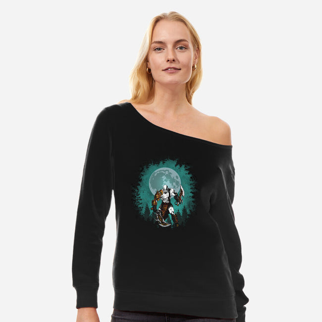 God Of War-womens off shoulder sweatshirt-turborat14