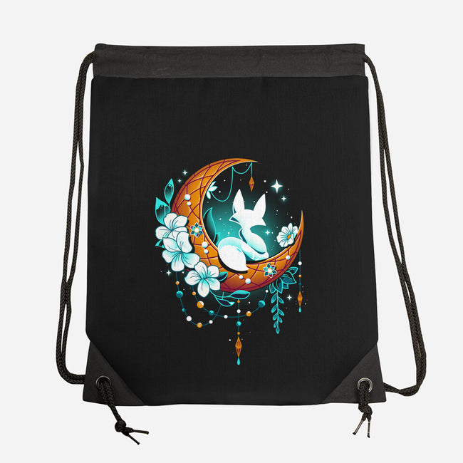 Moonlight Fox-none drawstring bag-Snouleaf