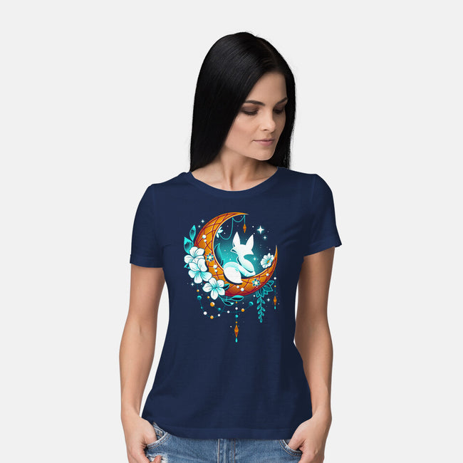 Moonlight Fox-womens basic tee-Snouleaf