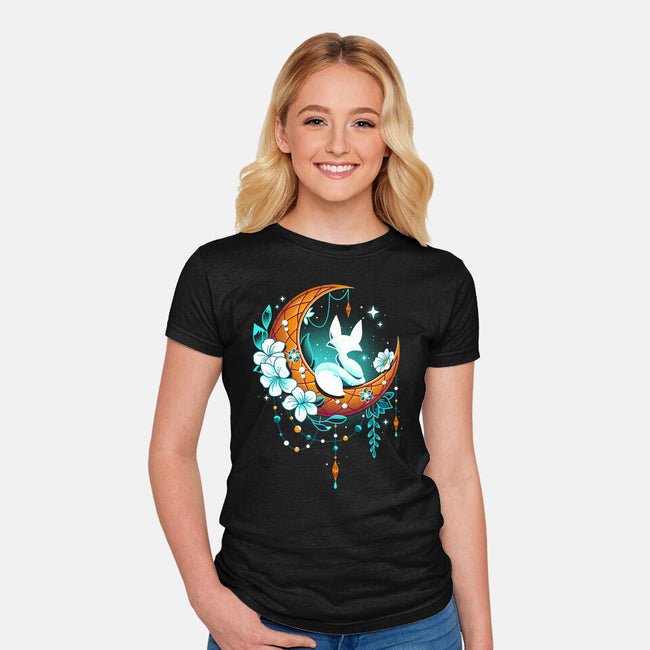 Moonlight Fox-womens fitted tee-Snouleaf