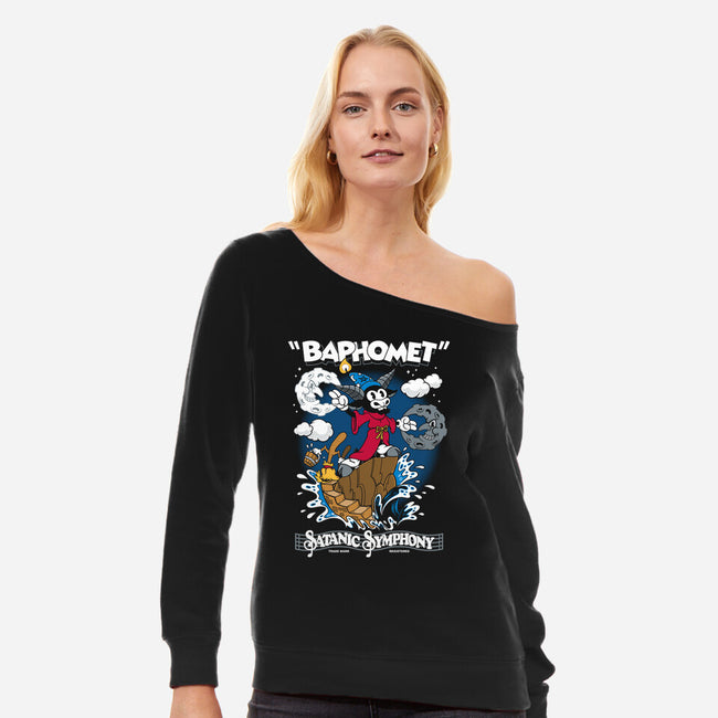 Baphomet Sorcerer-womens off shoulder sweatshirt-Nemons