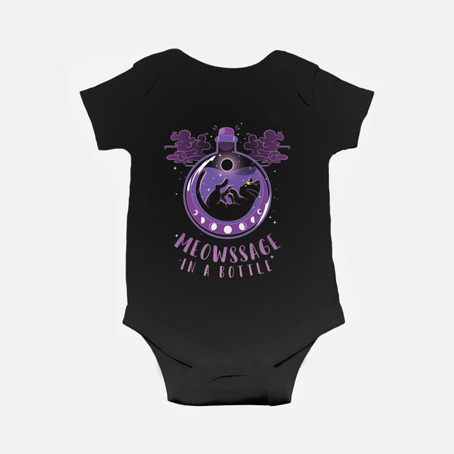 Meowssage In A Bottle-baby basic onesie-yumie