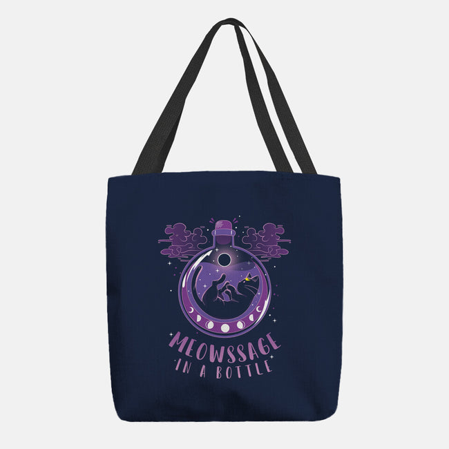 Meowssage In A Bottle-none basic tote bag-yumie