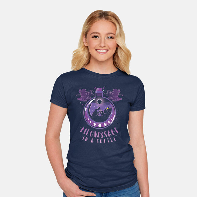 Meowssage In A Bottle-womens fitted tee-yumie