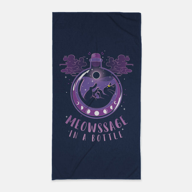 Meowssage In A Bottle-none beach towel-yumie