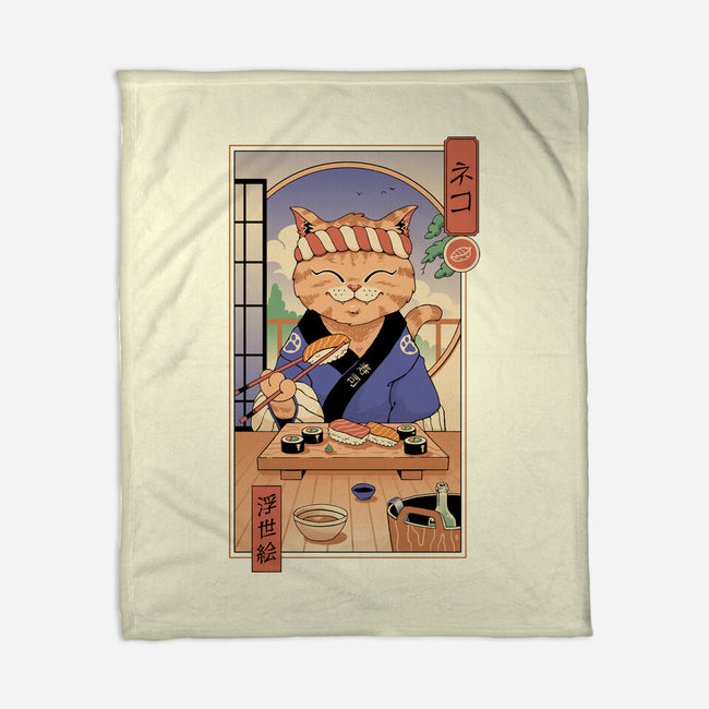 Sushi Cat In Edo-none fleece blanket-vp021