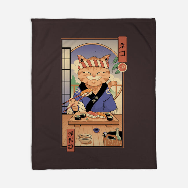 Sushi Cat In Edo-none fleece blanket-vp021