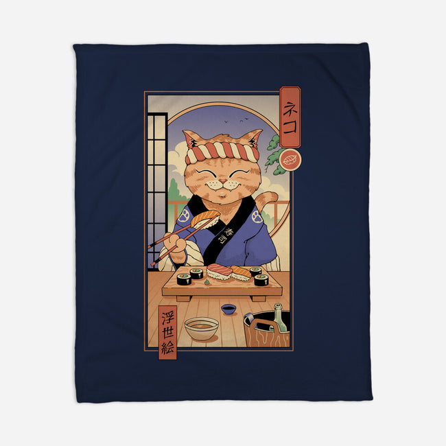 Sushi Cat In Edo-none fleece blanket-vp021