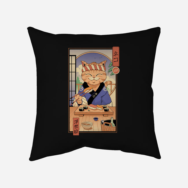 Sushi Cat In Edo-none removable cover w insert throw pillow-vp021