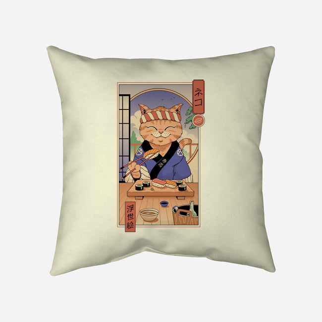 Sushi Cat In Edo-none removable cover w insert throw pillow-vp021