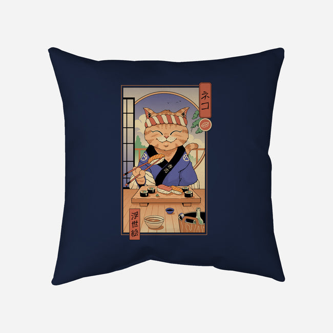 Sushi Cat In Edo-none removable cover throw pillow-vp021