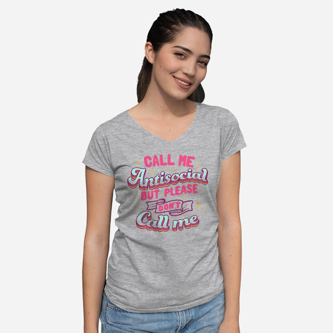 Call Me Antisocial-womens v-neck tee-tobefonseca