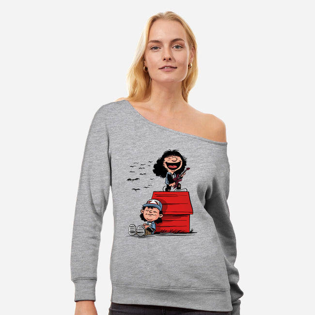 Peanut Heroes-womens off shoulder sweatshirt-zascanauta