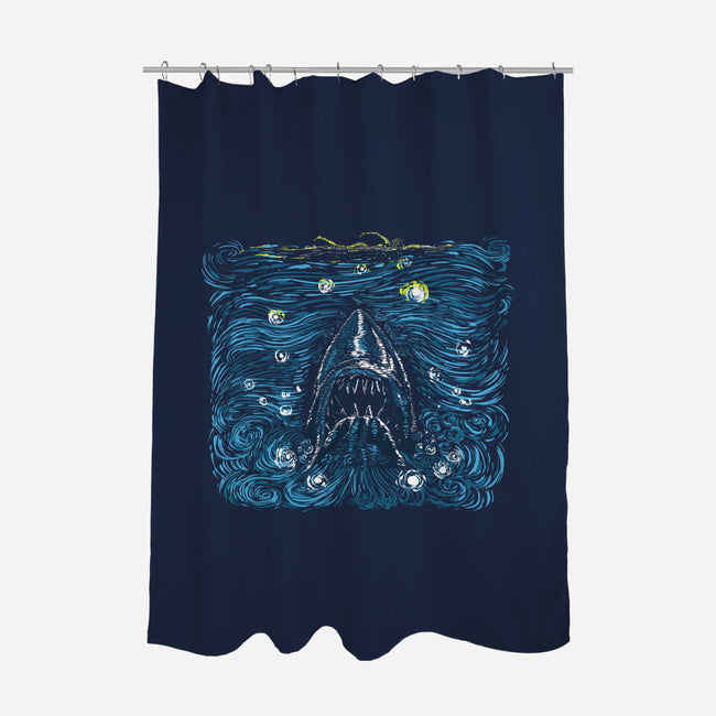 Starry Shark-none polyester shower curtain-zascanauta