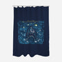 Starry Shark-none polyester shower curtain-zascanauta