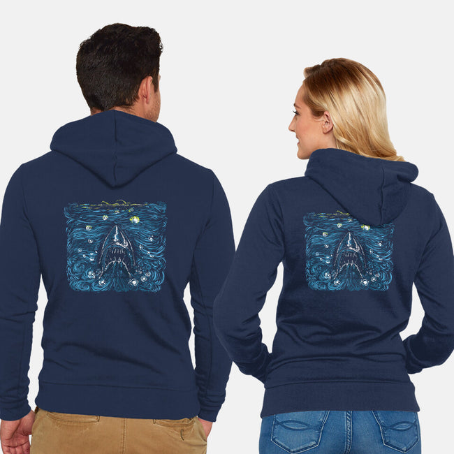 Starry Shark-unisex zip-up sweatshirt-zascanauta