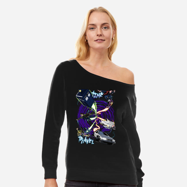 Traveling Through Time-womens off shoulder sweatshirt-Conjura Geek