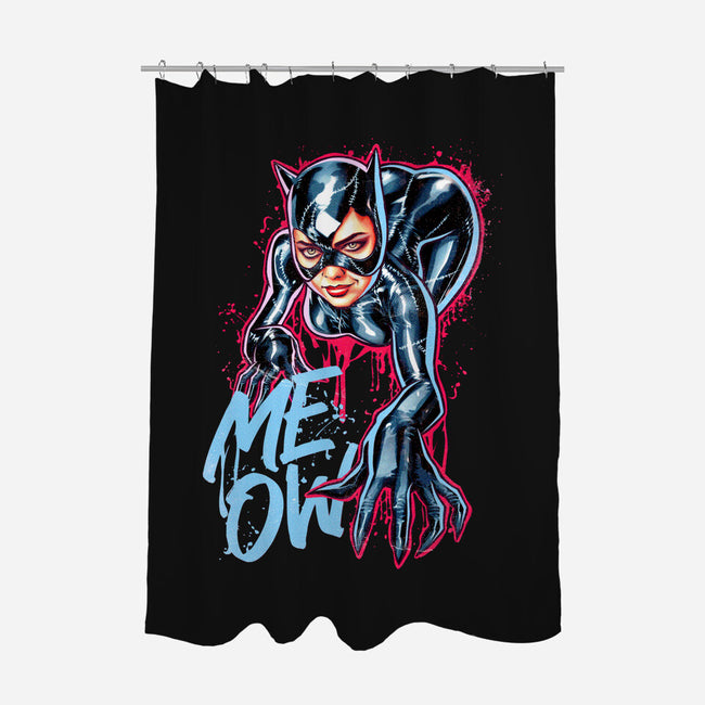 Cat Girl-none polyester shower curtain-Hova