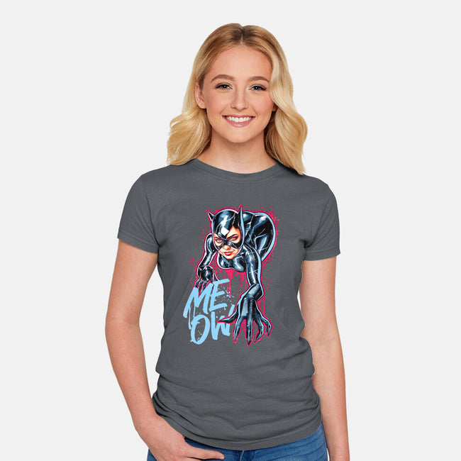 Cat Girl-womens fitted tee-Hova
