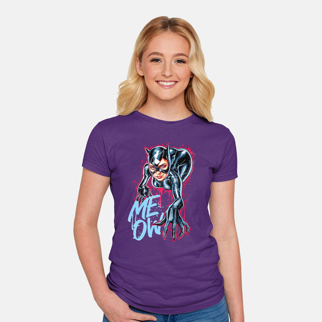 Cat Girl-womens fitted tee-Hova