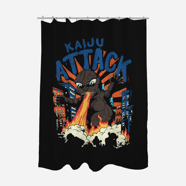 Kaiju Attack-none polyester shower curtain-Corndes