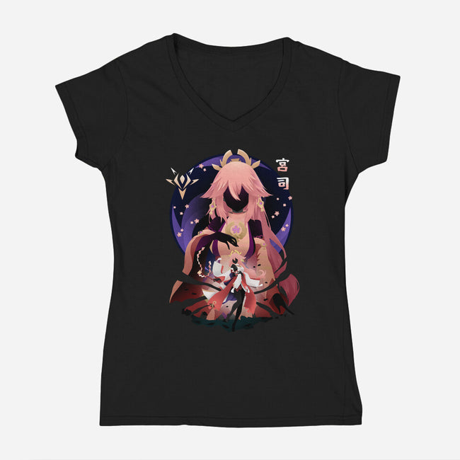 Fox Girl-womens v-neck tee-bellahoang