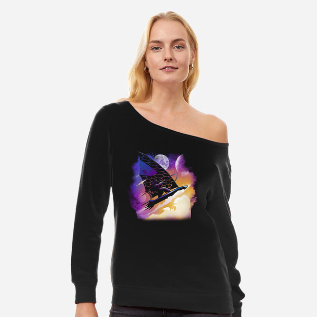 Planet Adventure-womens off shoulder sweatshirt-Vallina84