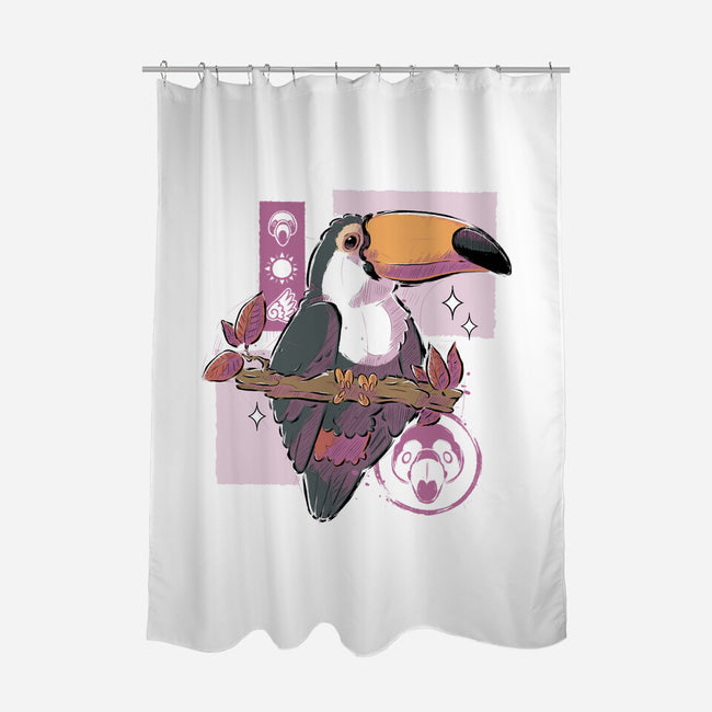 Cute Toucan-none polyester shower curtain-xMorfina