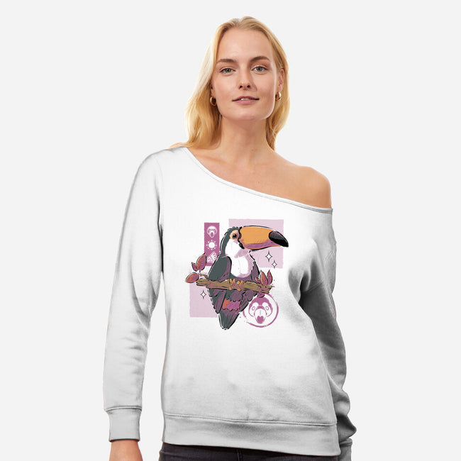 Cute Toucan-womens off shoulder sweatshirt-xMorfina
