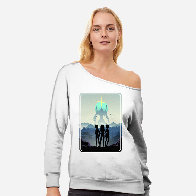 The Eva Mecha Team-womens off shoulder sweatshirt-RonStudio